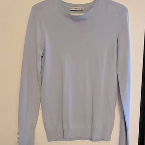 Zara Baby Blue Blouse with Pearls